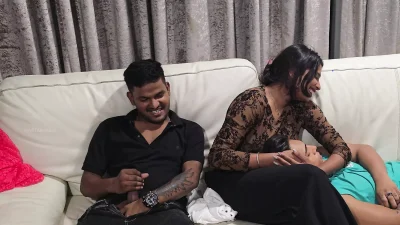 Boy behind Indian sex scene shakes his cock in front of girls