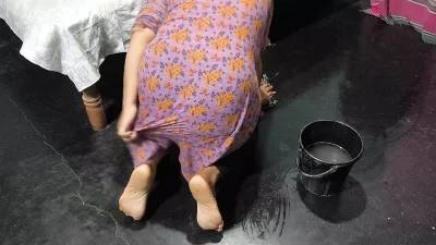 My aunty is cleaning the house and I hugged my step aunty