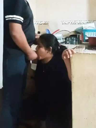 Fucked employee when washing dishes, almost discovered by my wife